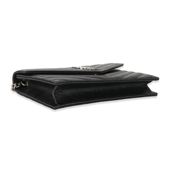 Saint Laurent Black Grain De Poudre Envelope Chain Wallet - Picture 6 of 8